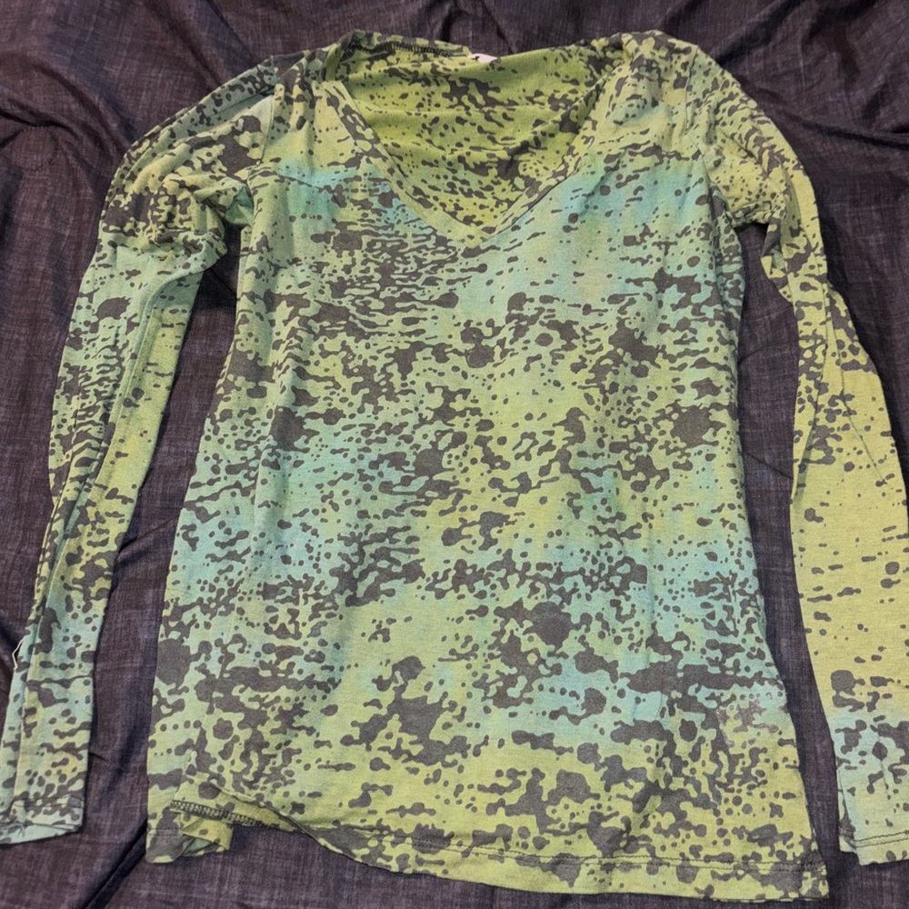 Green Camouflage Long Sleeve Top